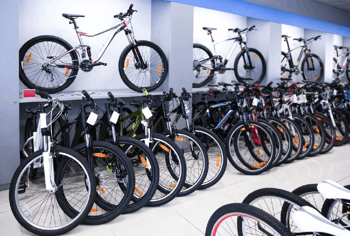 Bicycles for sale in a shop